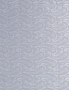 Silver Paisley Pocket Square- 100% Silk-preview1