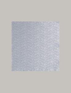 Silver Paisley Pocket Square- 100% Silk