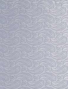 Silver Paisley Pocket Square- 100% Silk