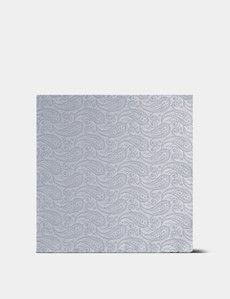 Silver Paisley Pocket Square- 100% Silk