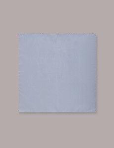 Sky Blue Plain Repp Pocket Square - 100% Silk-preview2