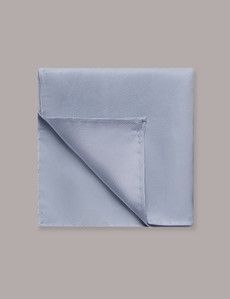 Sky Blue Plain Repp Pocket Square - 100% Silk