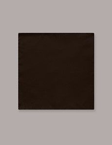 Chocolate Brown Plain Repp Pocket Square - 100% Silk-preview1