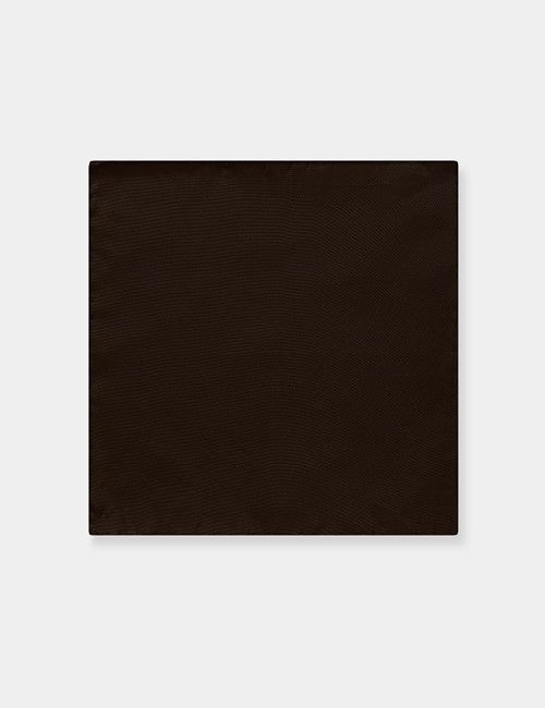 Chocolate Brown Plain Repp Pocket Square - 100% Silk-preview