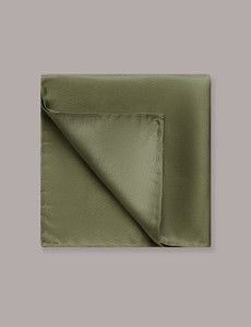 Sage Green Plain Repp Pocket Square - 100% Silk