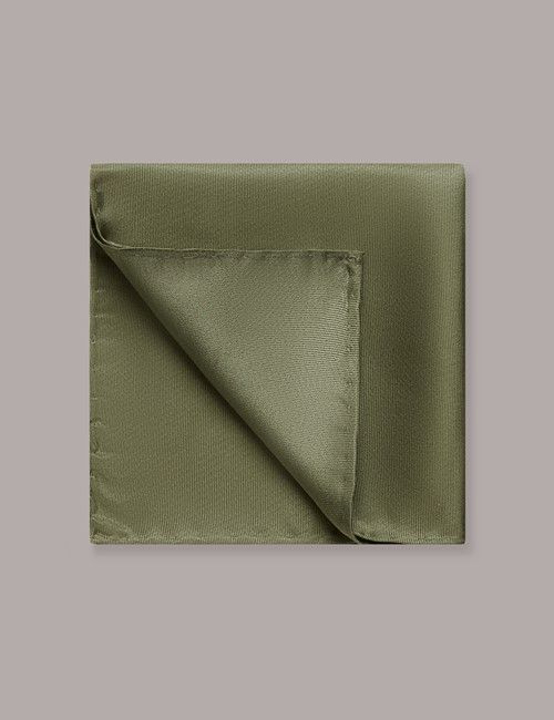 Sage Green Plain Repp Pocket Square - 100% Silk