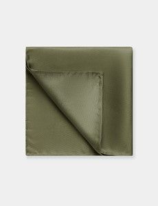 Sage Green Plain Repp Pocket Square - 100% Silk