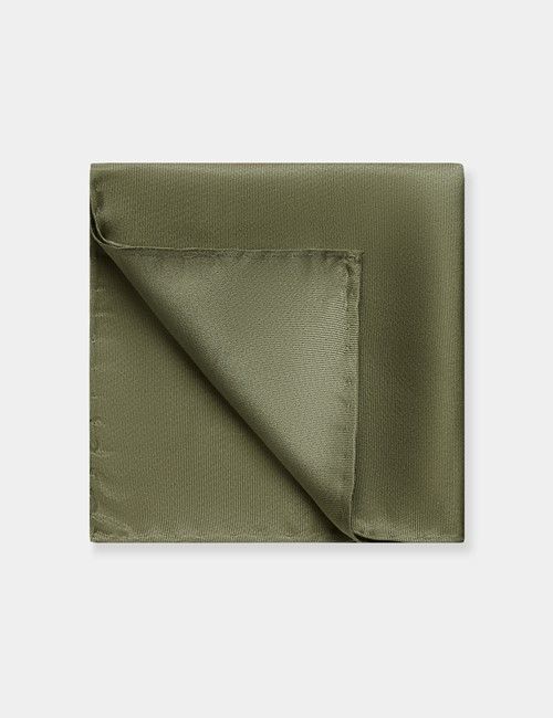 Sage Green Plain Repp Pocket Square - 100% Silk