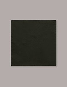 Dark Green Plain Repp Pocket Square - 100% Silk-preview2
