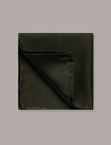 Dark Green Plain Repp Pocket Square - 100% Silk