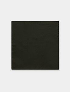Dark Green Plain Repp Pocket Square - 100% Silk-preview2