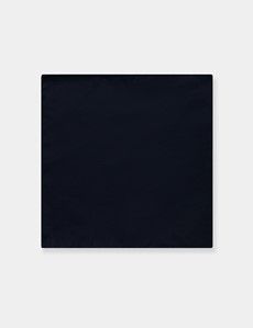 Navy Plain Repp Pocket Square - 100% Silk-preview2