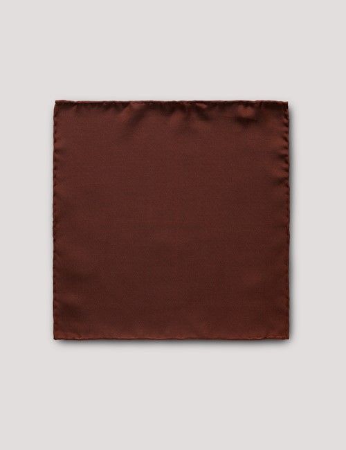 Rust Plain Repp Pocket Square - 100% Silk-preview
