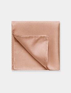 Peach Plain Repp Pocket Square - 100% Silk