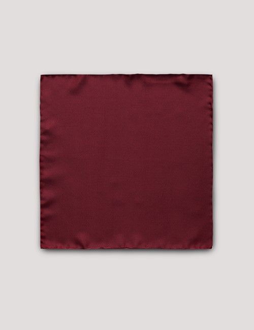 Red Plain Repp Pocket Square - 100% Silk-preview