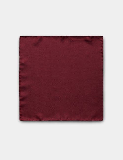 Red Plain Repp Pocket Square - 100% Silk-preview