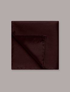Burgundy Plain Repp Pocket Square - 100% Silk