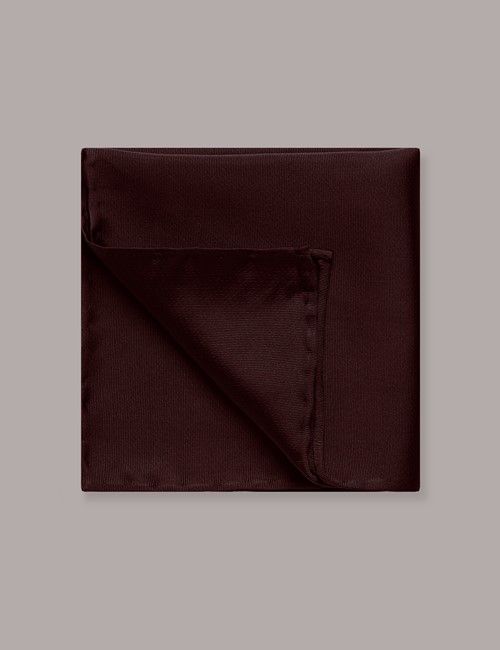 Burgundy Plain Repp Pocket Square - 100% Silk