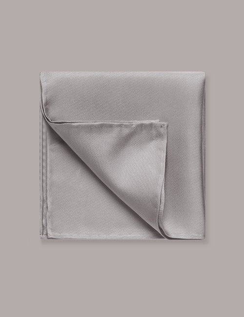 Silver Repp Pocket Square - 100% Silk