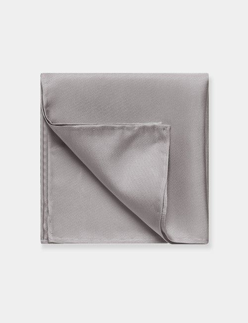 Silver Repp Pocket Square - 100% Silk
