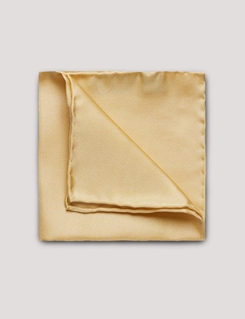 Yellow Plain Repp Pocket Square - 100% Silk