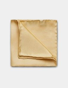Yellow Plain Repp Pocket Square - 100% Silk
