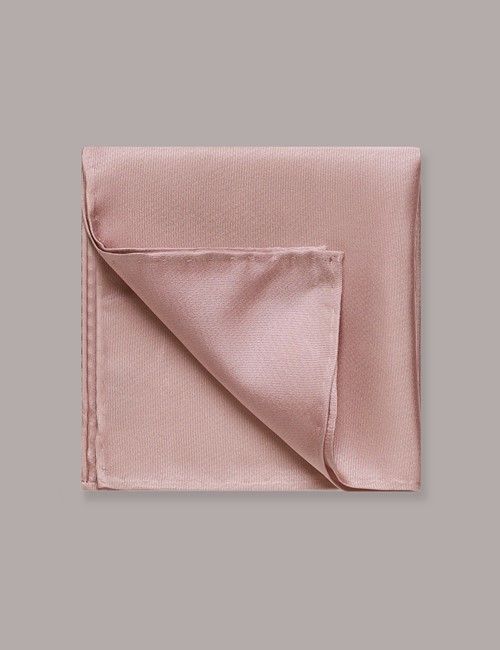Dusty Pink Plain Repp Pocket Square - 100% Silk