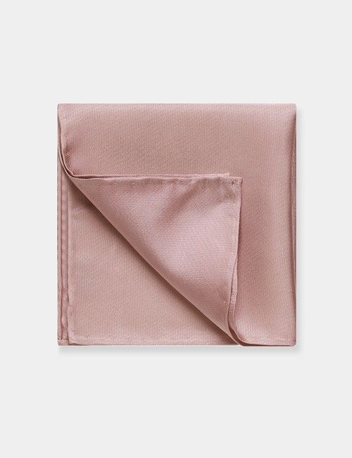 Dusty Pink Plain Repp Pocket Square - 100% Silk