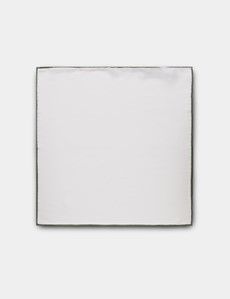 White Pocket Square With Sage Green Border  - 100% Silk-preview1