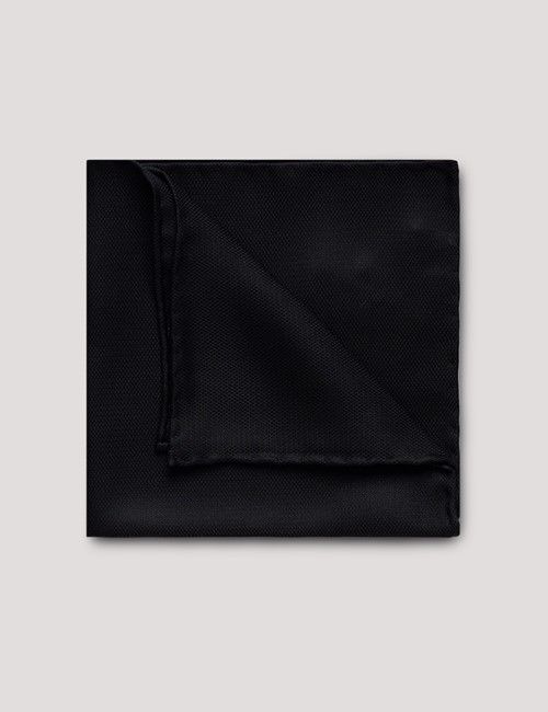 Black Spun Silk Pocket Square