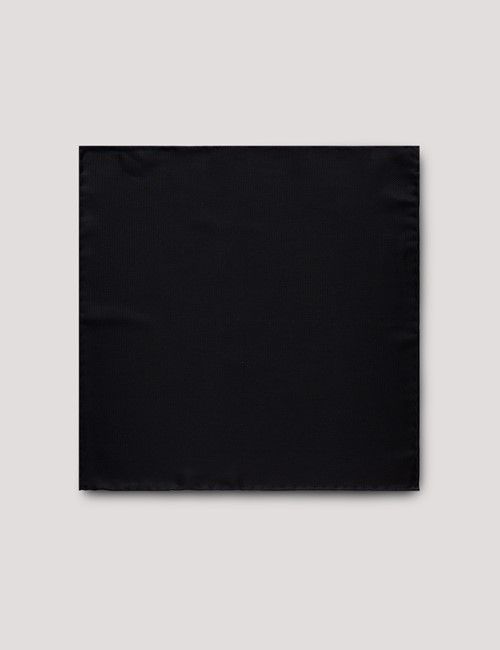 Black Spun Silk Pocket Square-preview