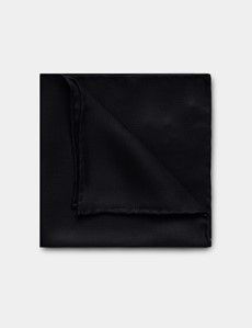 Black Spun Silk Pocket Square