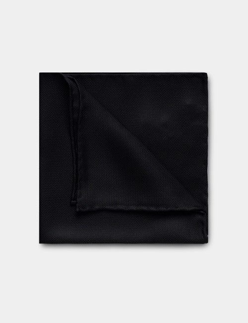 Black Spun Silk Pocket Square