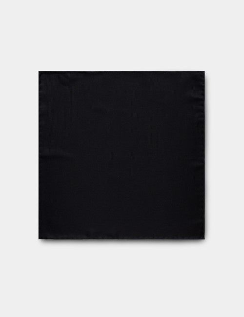 Black Spun Silk Pocket Square-preview