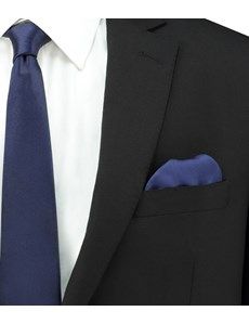 Men's Navy Pocket Square - 100% Silk-preview1