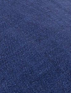 Royal Blue Linen Herringbone Flat Cap-preview2
