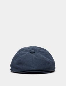 Navy Linen Baker Boy Hat