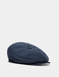 Navy Linen Baker Boy Hat