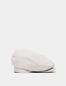 Beige Linen Baker Boy Hat