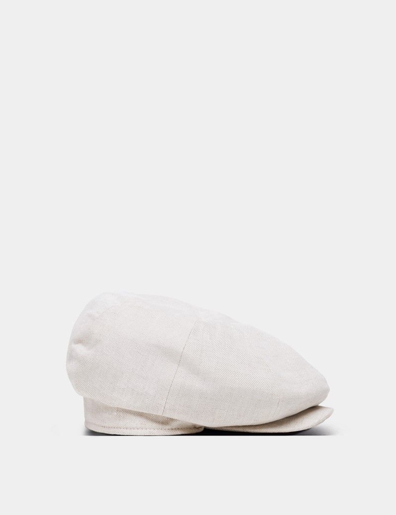 Beige Linen Baker Boy Hat