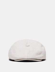 Beige Linen Baker Boy Hat