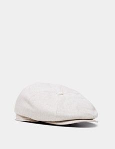 Beige Linen Baker Boy Hat