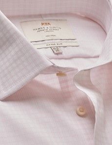 Non-Iron Pink & White Check Fitted Slim Shirt