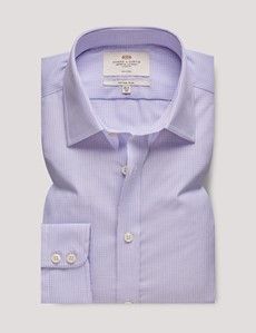 Fitted Slim Lilac & Blue Mini Check Non-Iron Shirt