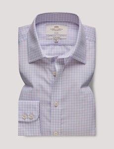 Non-Iron Red & Blue Multi Check Fitted Slim Shirt-preview1