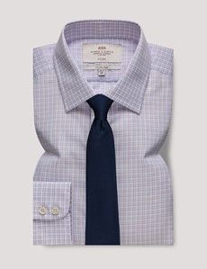 Non-Iron Red & Blue Multi Check Fitted Slim Shirt-preview2