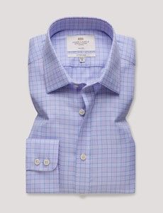 Fitted Slim Lilac & Blue Check Non-Iron Shirt