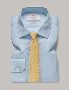 Fitted Slim Blue Poplin Shirt