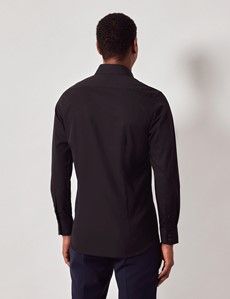 Black Poplin Fitted Slim Shirt-preview3