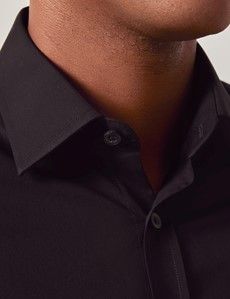 Black Poplin Fitted Slim Shirt-preview1